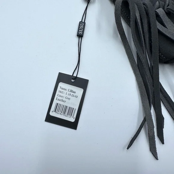 Susu crossbody suede leather fringe grey purse NWT - Picture 7 of 9